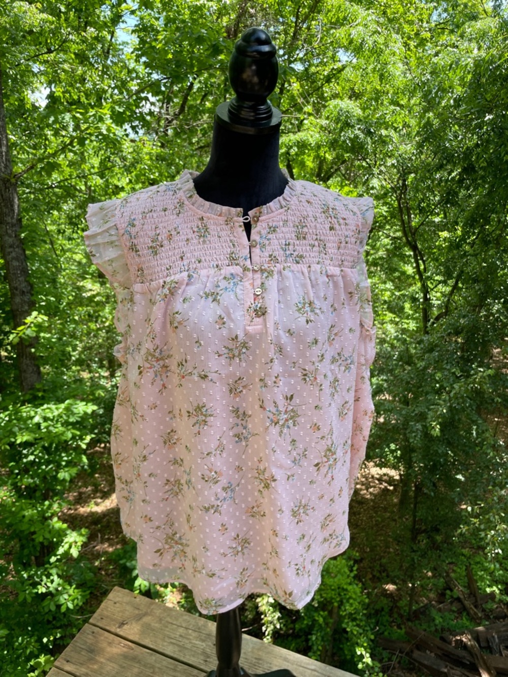 LOFT PEACHY PINK SMOCKED TOP Sz XXL